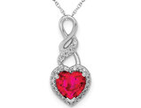 3/4 Carat (ctw) Ruby Heart Pendant Necklace in 14K White Gold with Chain